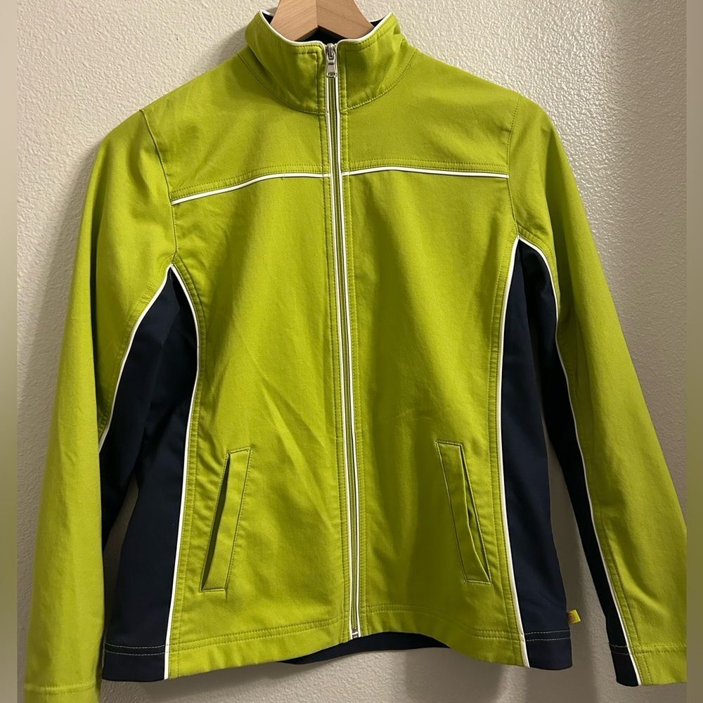 Green Lightweight Zip Up Jacket Athletic Windbreaker Fits Small
